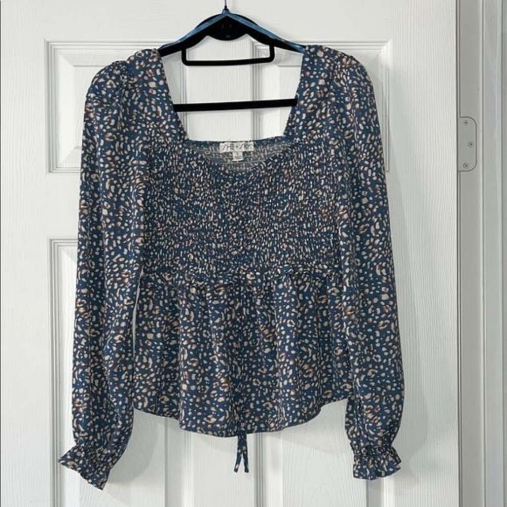 She + Sky Women's Blue Patterned Top